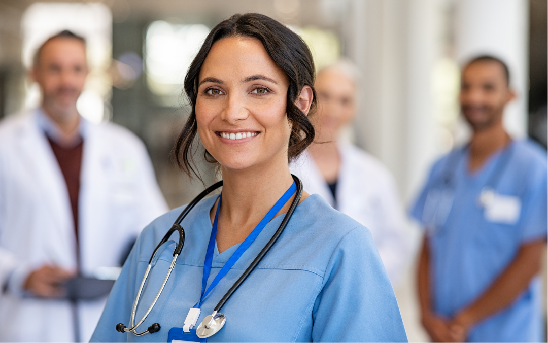 A close up of a nurse